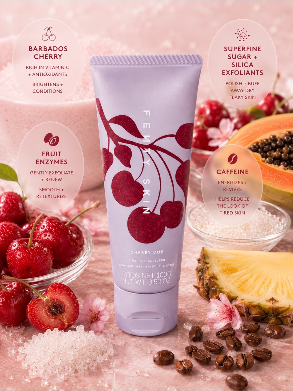 FENTY SKIN Cherry Dub Superfine Daily Cleansing Face Scrub 3.52 oz / 100g 🍒
NWOB